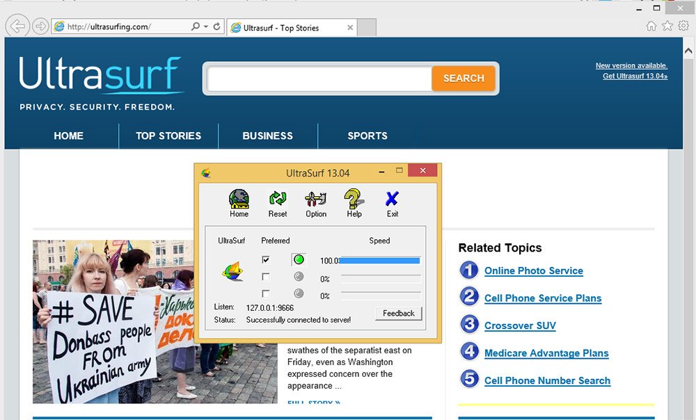 Phần mềm Fake IP Ultrasurf