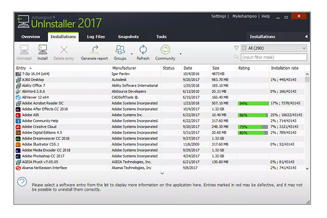 Phần mềm gỡ cài đặt Ashampoo Uninstaller