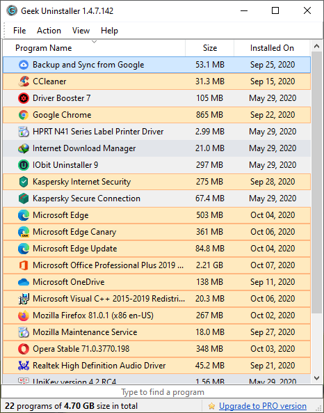Phần mềm gỡ cài đặt GeekUninstaller