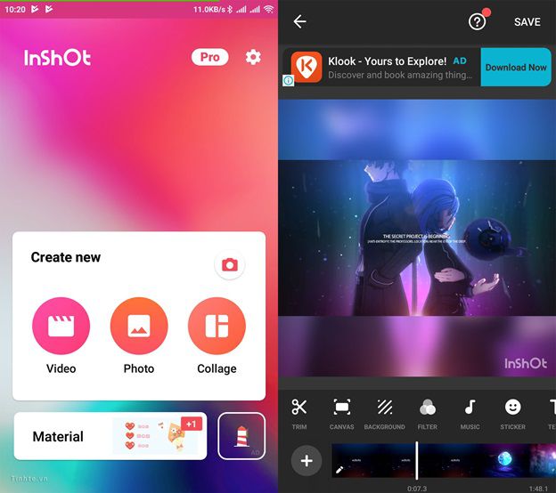 Phần mềm làm video trên điện thoại InShot
