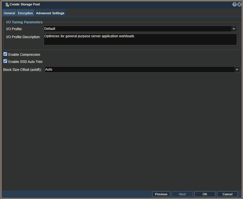Screencap of the third step to create a storage pool